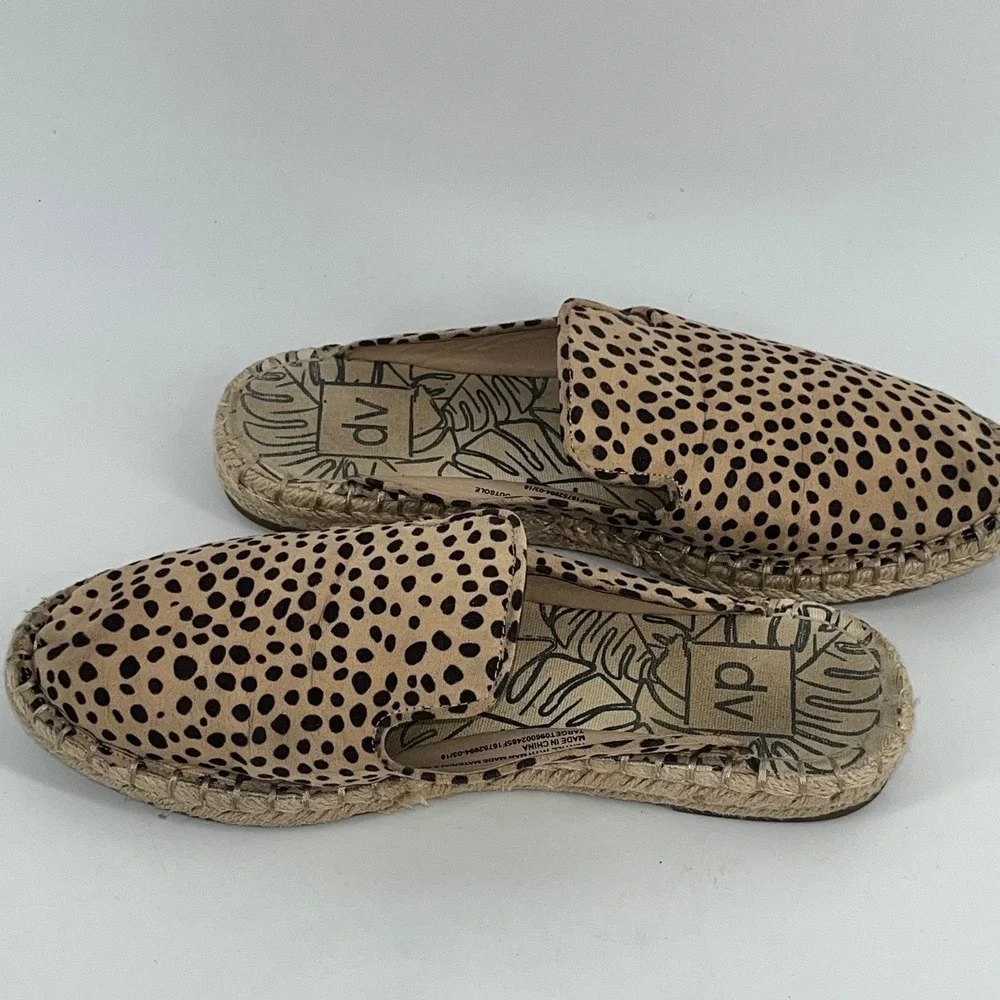 DV Dolce Vita Leopard Print Espadrille Mules Slip‎ On Flats Women Size 8